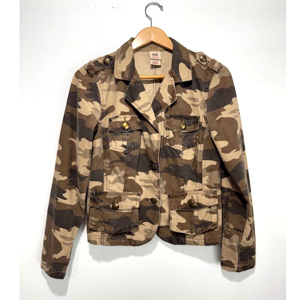 Fade Glory crop jacket VTG Y2K military brown camouflage grunge casual women M